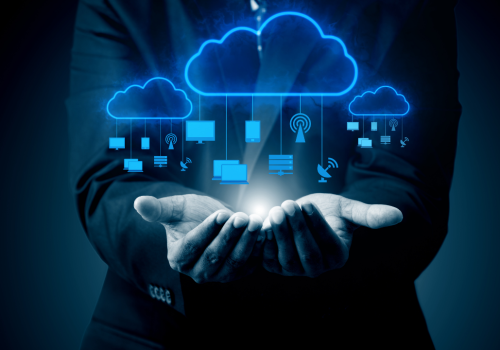 Cloud computing solutions and digital infrastructure concept